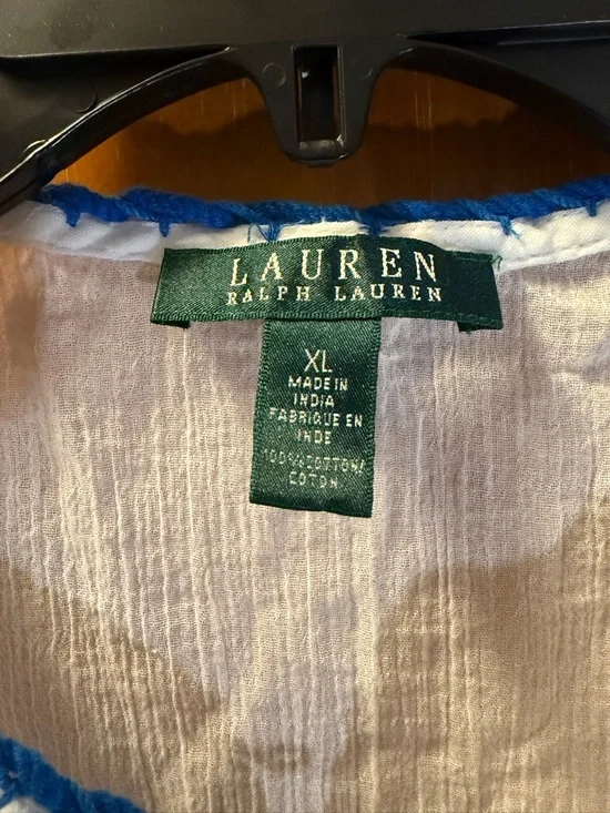 Ralph Lauren White Sleeveless Tank Top with Blue Embroidery Size XL - Picture 3 of 5